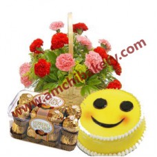 Smiley cake + Flower basket + Chocolate box