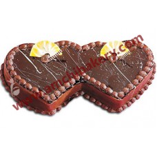 Double heart chocolate cake