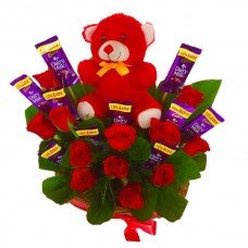 Roses Chocolate Bouquet With Teddy 